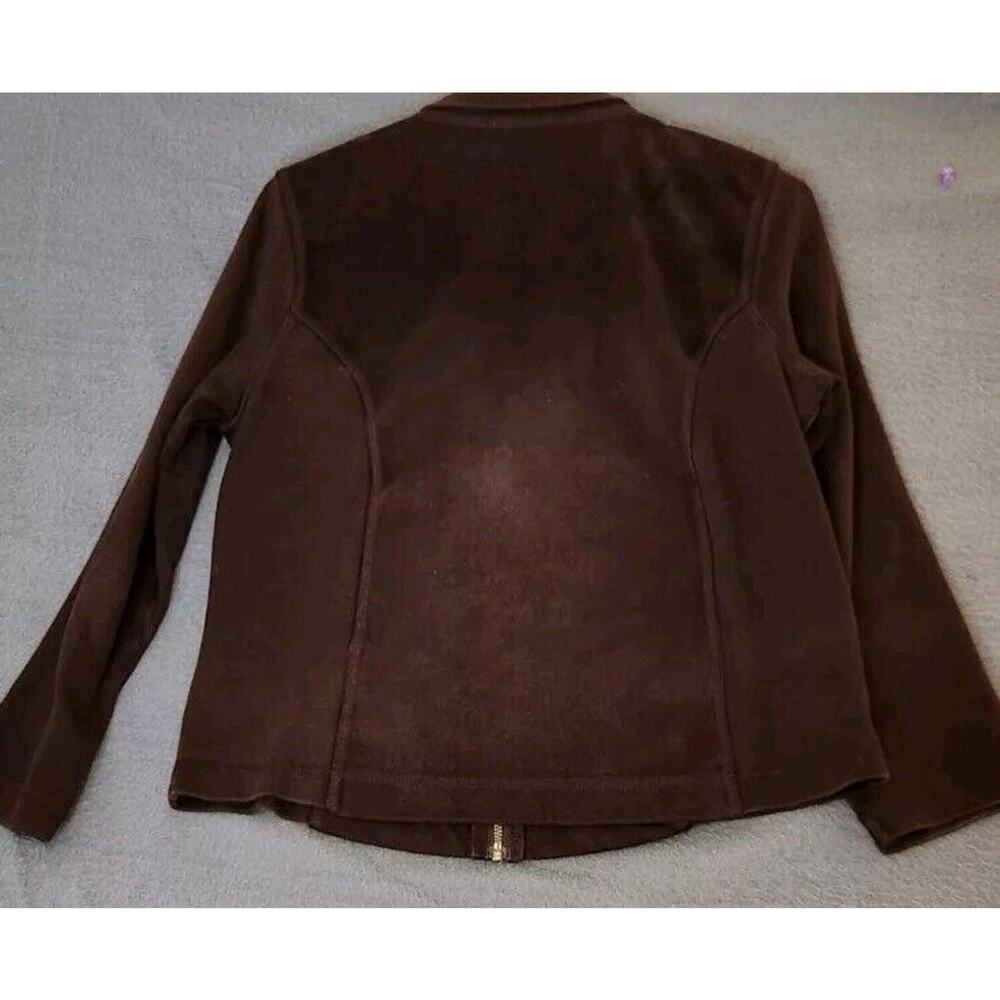 Lauren Ralph Lauren Womens Sz SP‎ Dark Brown Faux Suede Equestrian Zip Up Jacket - Picture 2 of 10